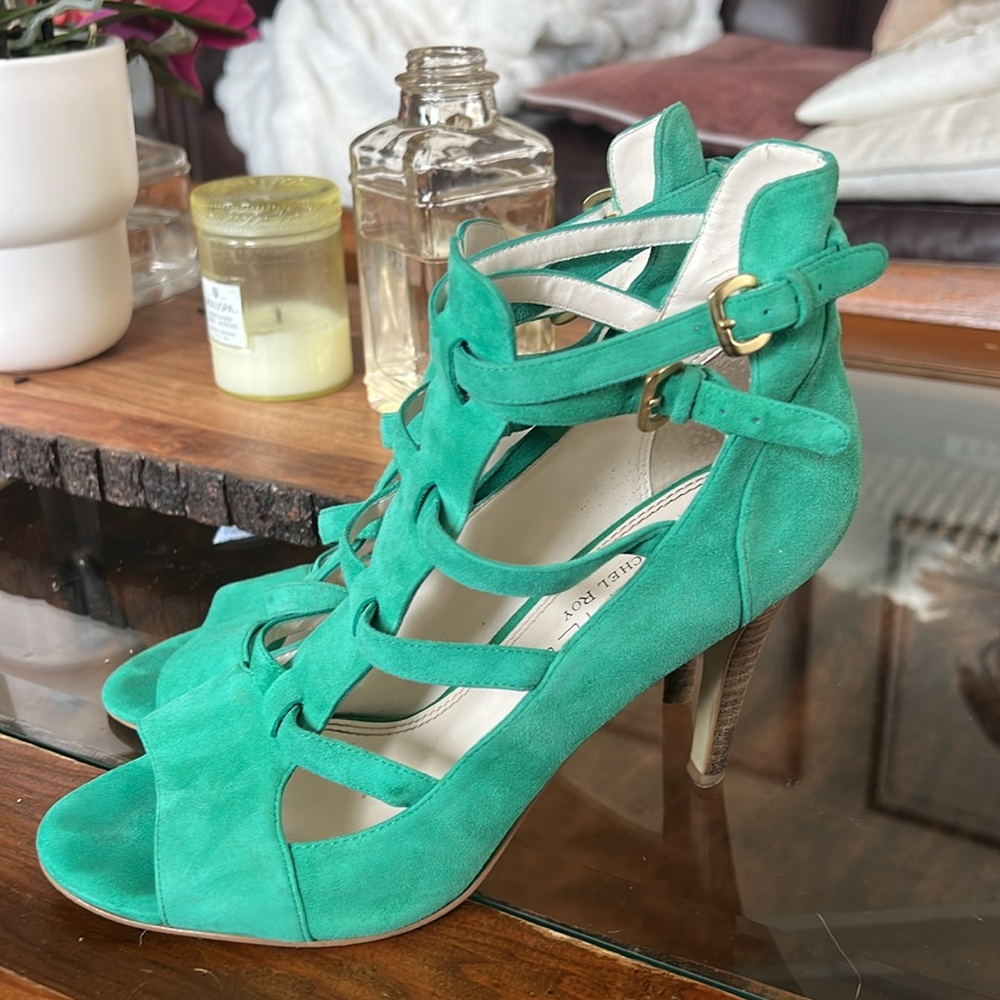 Rachel Roy Suede Teal Heels - Picture 9 of 12